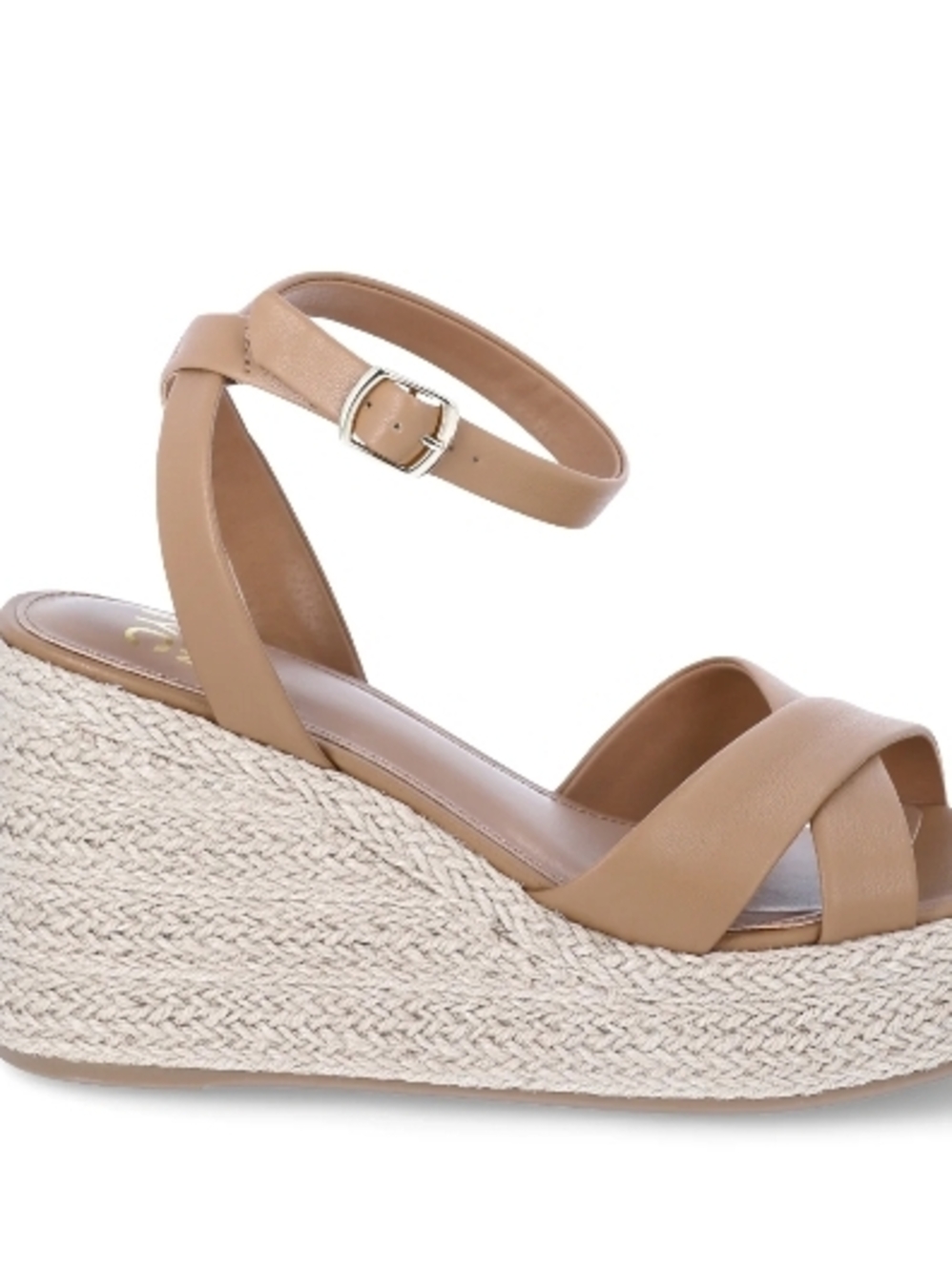 Madden NYC Tan Leather Crisscross Espadrille Wedges - Picture 3 of 4